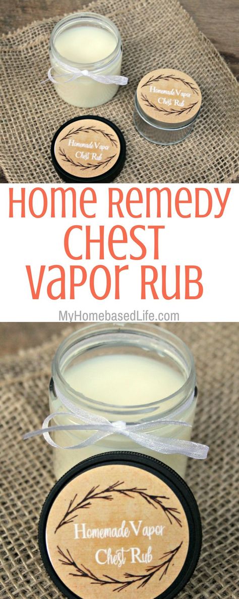 Making this Vapor Chest Rub is going to be a lifesaver for your family. Vapor Rub is easy to make, but it also smells really good! #vaporrub #diy #homemadecoldremedy #homeremedy #myhomebasedlife | Home Remedy | Cold Remedy | Natural Living | DIY | Do It Yourself | Parenting | Vapor Rub Recipes via @myhomebasedlife Homemade Cold Remedies, Chest Congestion Remedies, Congestion Remedies, Cold Remedy, Chest Rub, Vapor Rub, Cold Medicine, Rub Recipes, Cold Sores Remedies