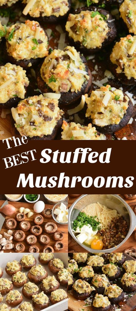 These are the best stuffed mushrooms!  Classic Stuffed Mushrooms recipe featuring baby bella mushrooms stuffed with a mixture of cream cheese, herbs, onions and more cheese.#mushrooms #appetizer #stuffed #stuffedmushrooms Classic Stuffed Mushrooms, Best Stuffed Mushrooms, Easy Stuffed Mushroom Recipe, Mushrooms Stuffed, Stuffed Mushrooms Easy, Baby Bella Mushrooms, Mushroom Recipes Healthy, Mushroom Appetizers, Easy To Make Appetizers