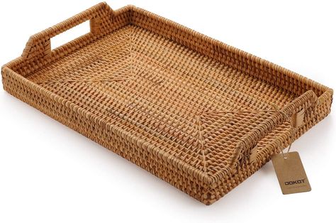 Breakfast Drinks, Bandeja Bar, Tray For Coffee Table, Woven Trays, Dinner Tray, Rattan Tray, Rectangular Baskets, Bar Tray, Round Serving Tray