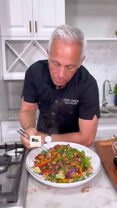 Geoffrey Zakarian | Thai Chicken and Lemongrass Noodle Bowls 🥢 Had to bring out the chopsticks for this one! Shop my 14” nonstick Wok @amazon in link in bio… | Instagram Sweet Thai Chili Sauce, Sweet Thai Chili, Fresno Peppers, Geoffrey Zakarian, Thai Chili Sauce, Thai Chili, Iron Chef, Purple Cabbage, Chicken Bowl