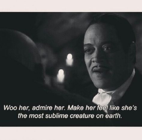 Make her feel like she's the most sublime creature on earth Addams Family Quotes, Morticia And Gomez Addams, Black Scene, Familia Addams, Addams Familie, Gomez And Morticia, Gomez Addams, Adams Family, Addams Family