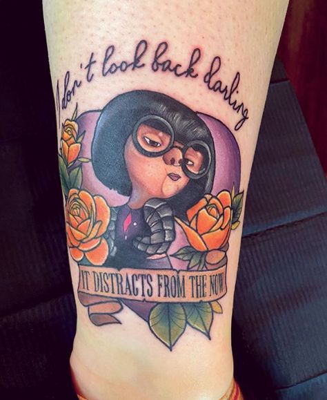 Edna Mode Tattoo, Library Tattoo, Edna Mode, Disney Time, Pixar Films, Animated Characters, Pixar, Graphic Novel, Portrait Tattoo