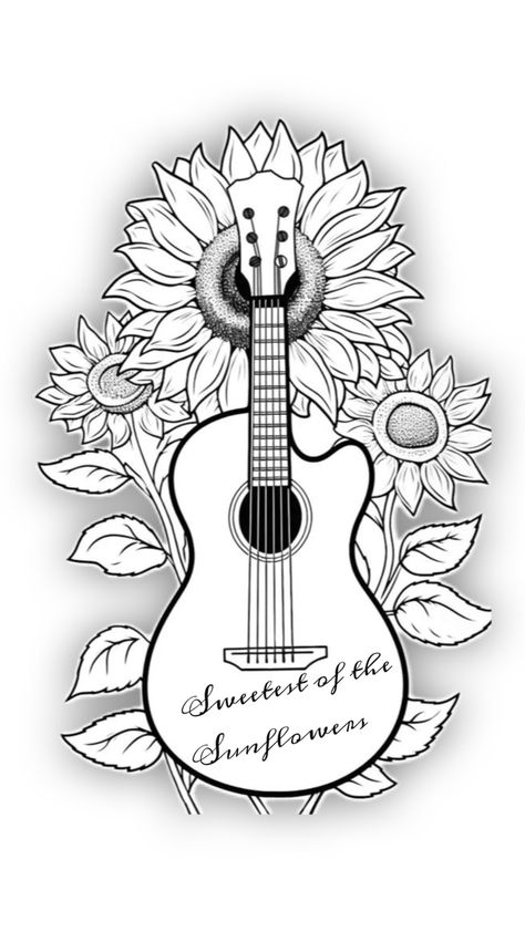 Sunflower Tattoo, Wood Burning, Sunflower, Musical, Guitar, Lake, Tattoos, Wood, Quick Saves