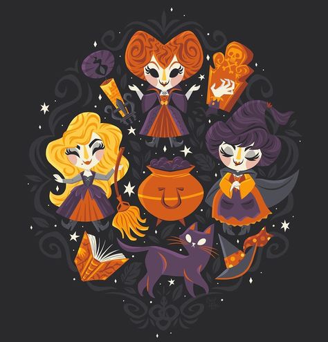 Caley Hicks, Halloween Ilustraciones, Villains Wallpaper, New Hocus Pocus, Helloween Wallpaper, Halloween Hocus Pocus, Halloween Wallpapers, Spooky Stuff, Disney Artists