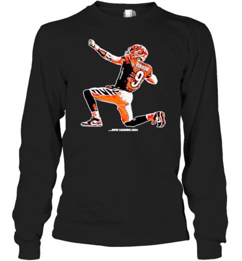 Joe Burrow 9 Cincinnati Bengals Now Loading 2024 Long Sleeve T-Shirt Joe Burrow, Cincinnati Bengals, Carolina Blue, The Spirit, Cincinnati, Long Sleeve T Shirt, Nfl, Colorful Shirts, Long Sleeve Tshirt