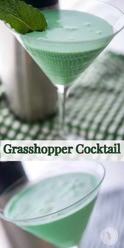 This classic Grasshopper Cocktail made with Creme de Menthe, Creme de Cocoa and heavy cream is still a favorite. Great for St. Patrick's Day celebrations! #cocktails #alcohol #stpatricksday Creme De Menthe Drinks, Grasshopper Cocktail, Easy Kid Friendly Dinners, Bunco Night, 5 Oclock, Special Drinks, Green Ghost, Specialty Drinks, Christmas Cocktail