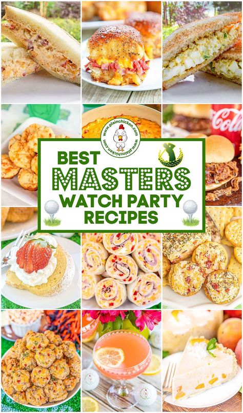 15 Recipes for Watching The Masters Tournament - if you can't make it to Augusta, you can still eat like you are there! The famous Egg Salad and Pimento Cheese recipes. The Augusta National Sour Cream Pound Cake recipe straight from the club. Lots of great recipes that are perfect for all your spring and summer parties! The Masters Tournament, Pimento Cheese Recipes, Sour Cream Pound Cake, Masters Tournament, Plain Chicken, Pimento Cheese, Party Recipes, Pound Cake Recipes, Watch Party