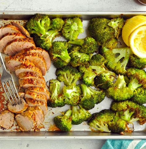 Roast Pork Tenderloin with Lemony Broccoli Pork Tenderloin And Broccoli, Recipes For Pork Roast, Pork Broccoli, Roast Pork Tenderloin, Metabolic Reset, Roasted Pork Tenderloins, Pork Chop Dinner, Bowl Of Cereal, Instant Pot Pork