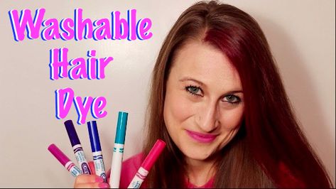 Make your own washable hair dye out of crayola markers. This dye completely washes out in 1 wash! Halloween Hair Dye, Wash Out Hair Dye, Temp Hair Color, Washable Hair Dye, Hair Dye For Kids, Washable Hair Color, Wash Out Hair Color, Dark Hair Dye, Kids Hair Color