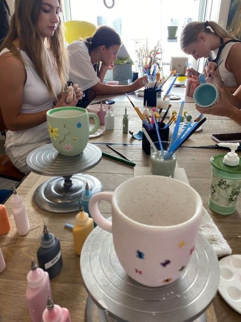 Pottery With Friends Aesthetic, Pottery Painting With Friends Aesthetic, Color Me Mine Date, Color Me Mine Aesthetic, Photos For Vision Board, Creating A Vision, Free Time Activities, Ceramic Cafe, Dreams And Goals