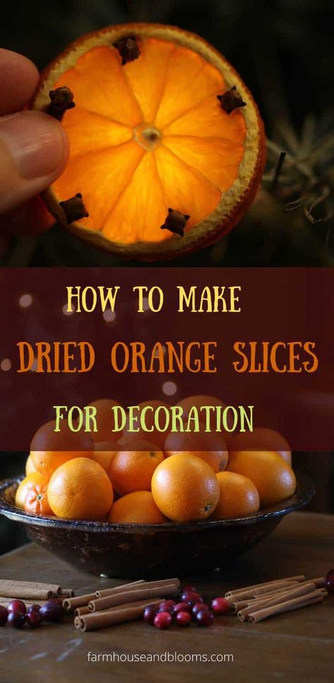 How To Make Dried Orange Slices For Decoration - Farmhouse & Blooms Make Dried Orange Slices, Colorado Christmas, Simple Decorations, Orange Clove, Dehydrated Fruit, Alternative Christmas Tree, Dried Orange Slices, Colonial Christmas, Dried Oranges