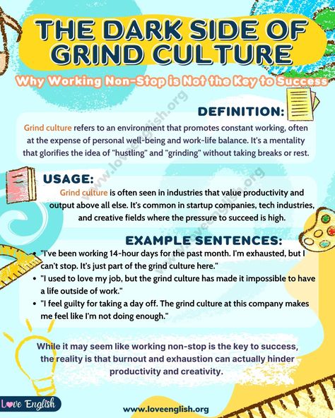 Grind Culture Meaning: What Does Grind Culture Mean? - Love English Grind Culture, Culture Meaning, Hustle And Grind, Definition Of Success, Health Psychology, Professional Goals, Setting Boundaries, Work Harder, Startup Company