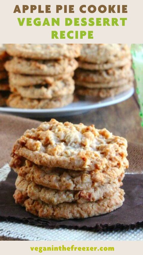 Vegan Thanksgiving Cookies, Egg Free Apple Desserts, Vegan Caramel Apple Cookies, Fall Vegan Baked Goods, Healthy Vegan Desserts Clean Eating, Apple Cookies Vegan, Vegan Autumn Cookies, Vegan Apple Recipes Healthy, Vegan Apple Pie Cookies