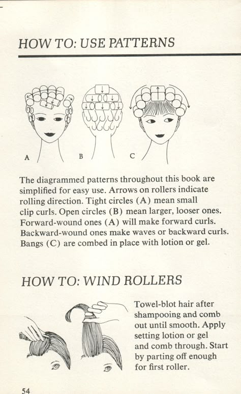 Roller Pattern Hair, Hair Roller Patterns, 50s Curl Pattern, Foam Rollers Hair Pattern, Vintage Curl Pattern, Vintage Roller Set Pattern Long Hair, Vintage Roller Set Pattern, 40s Roller Set Pattern, 70s Hair Roller Pattern