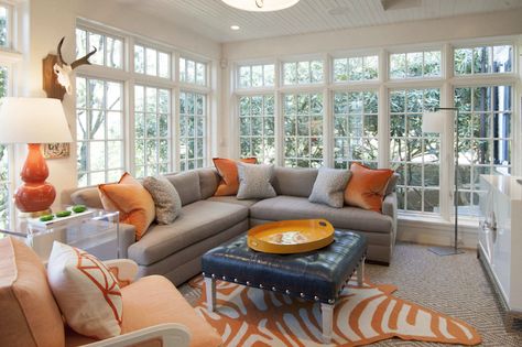 7 Easy Ways to Add Colour to Your Neutral Living Room Orange And Grey Living Room Decor, Grey And Orange Living Room, Orange Living Room, Grey Sectional Sofa, Living Room Decor Gray, Living Room Orange, Trendy Living Rooms, Neutral Living Room, Living Room Diy