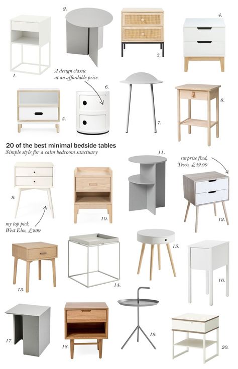 20 of the best minimal, Scandi-style bedside tables Diy Bedside Table, Calm Bedroom, Minimalist Bedside Table, Scandi Bedroom, Bedside Table Decor, Bedroom Sanctuary, Desain Pantry, Bedroom Bedside Table, Minimalist Room