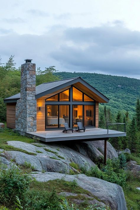 House On The Side Of A Hill, Cabin On A Hill, Cabin On Hillside, Weekend House Interior, Mountain Side Homes, Weekend Appetizers, Cabin Trip Ideas, Cabin Weekend Ideas, Cabin Weekend Outfit