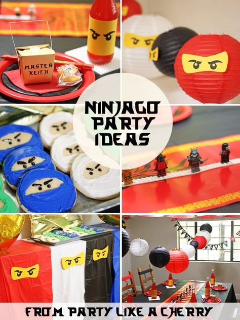 Ninjago Party Decorations, Ninjago Party Ideas, Ninja Themed Birthday Party, Diy Ninja, Ninja Cake, Ninja Theme, Lego Ninjago Birthday, Lego Ninjago Party, Ninjago Birthday Party