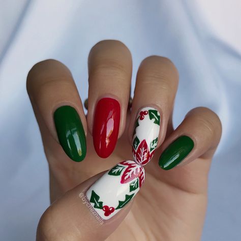 #christmas #christmasnails #christmasnailart #floralnails #holidaynailart #winternails #winternailart #nails #nailsonfleek Poinsettia Flower Nail Art, Poinsettia Nails, Holly Christmas, Poinsettia Flower, Flower Nail, Flower Nail Art, Christmas Nail, Christmas Nail Art, Christmas Holly