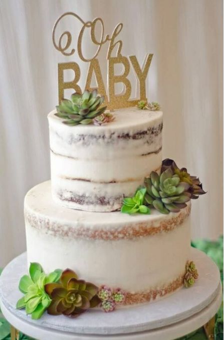 Succulent Gender Reveal Party, Succulent Gender Reveal, Boho Baby Shower Cake Boy, Succulent Baby Shower Theme, Boho Baby Shower Cake, Baby Shower Kuchen, Rustic Baby Shower Cake, Gateau Baby Shower Garcon, Baby Shower Garcon