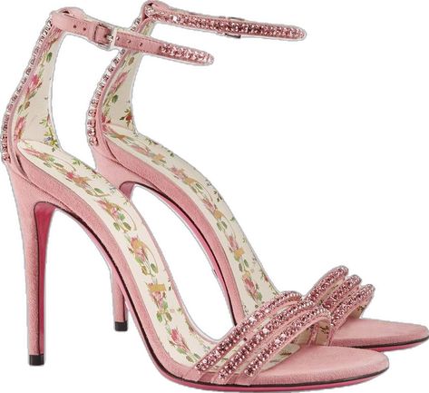 Gucci Pink, Gucci Heels, Crystal Sandals, Designer High Heels, Fancy Shoes, Valentino Rockstud, Dream Shoes, Block Heels Sandal, Luxury Shoes