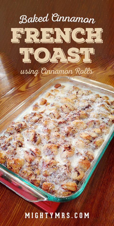 Easy Cinnamon French Toast, Cinnamon French Toast Bake, Cinnamon Roll French, Pillsbury Cinnamon Rolls, Cinnamon Roll French Toast, Cinnamon Roll Casserole, Big Families, French Toast Breakfast, Cinnamon French Toast