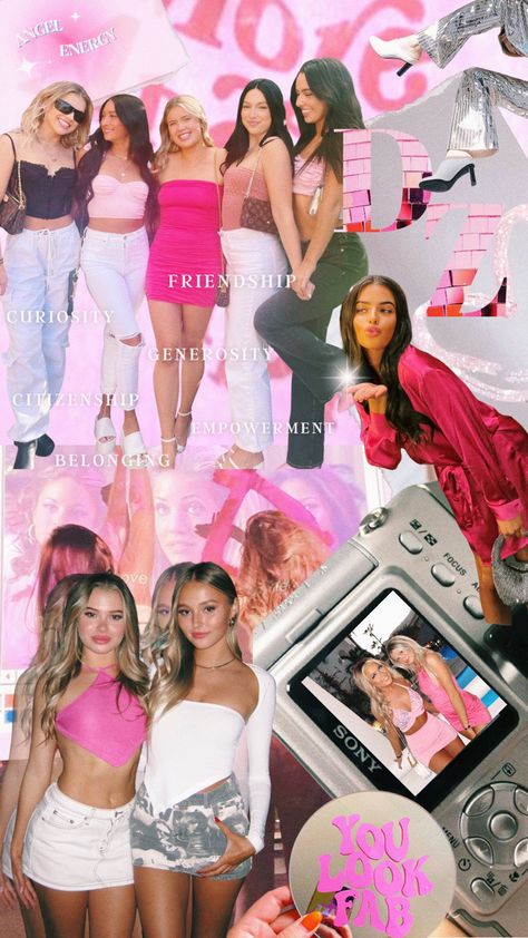 Sorority Collage, Y2k Sorority, Sorority Instagram, Sorority Graphics, Recruitment Marketing, Sorority Pr, Delta Phi Epsilon, Bid Day Themes, Instagram Collage