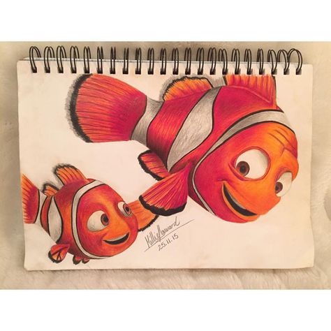 64 Likes, 6 Comments - Millie Hayward (@milliehays) on Instagram: “He found him! ⛵️” finding nemo Cartoon Colour Pencil Drawing, Nemo And Marlin Drawing, Color Pencil Art Cartoon, Finding Nemo Drawings, Nemo Drawings, Finding Nemo Painting, Sketches Colour Pencil, Colour Pencil Drawing Ideas, Nemo Drawing