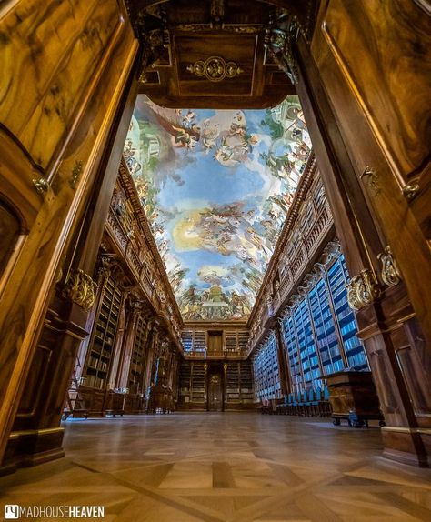 Dark Library Aesthetic, Libraries Aesthetic, Prague Library, Library Prague, Strahov Monastery, Dark Library, Library Dark, Most Beautiful Libraries, Aesthetic Library