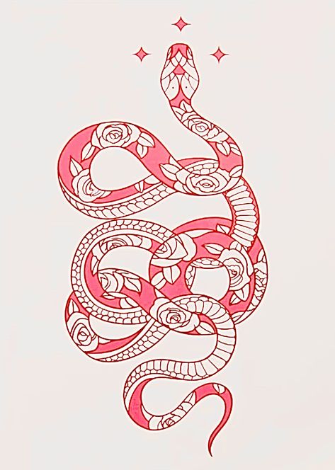 Colored Snake Tattoo, Snake Illustration Design, Celtic Snake, Crystal Ball Tattoo, Snake Zodiac, Cell Pattern, Cute Dragon Drawing, Snake Illustration, Snake Dragon