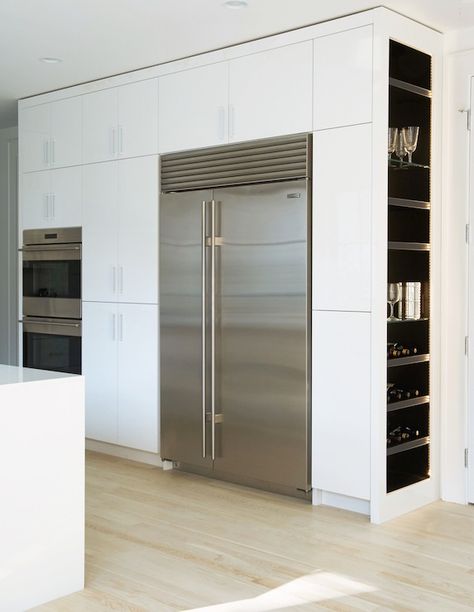 Wall Of Pantry Cabinets, Modern Kitchen Pantry, Kitchen Pantry Cupboard, Built In Wine Rack, Double Ovens, Pantry Cabinets, Kitchen Wall Cabinets, Pantry Wall, Pantry Cupboard