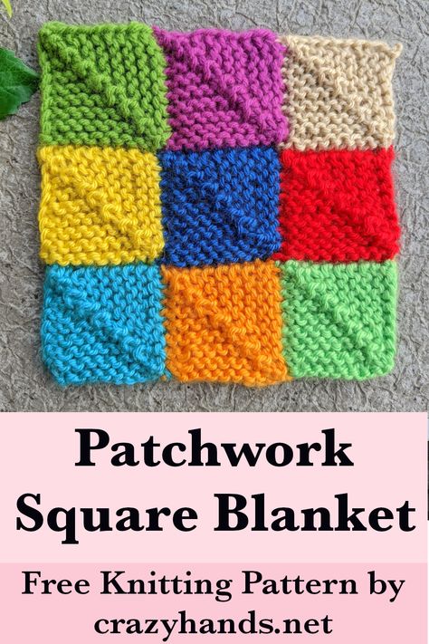 Create a cozy, vibrant masterpiece with this patchwork square blanket knitting pattern! Perfect for using up yarn scraps or mixing colors, this design is fun, customizable, and beginner-friendly. A beautiful and warm addition to your home decor!  #knitpatchwork #knitblanket #knitsquare #knitdecor #knittingpattern #knitpattern #knitting #knit #howtoknit Knitting Patterns Squares, Knit Afghan Squares Patterns Free, Knitted Afghan Squares Patterns Free, Checkerboard Knitting Pattern, Patchwork Knitted Blanket Squares, Knitting Squares Pattern Free Easy, Knitted Patchwork Blanket Pattern Free, Knitting Squares Pattern Free, Knitted Blankets Squares Block Patterns