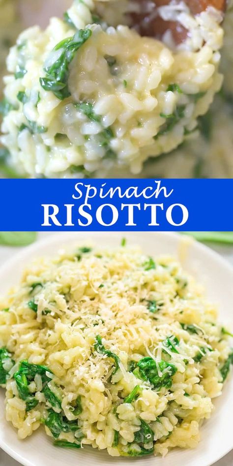 Risotto With Jasmine Rice, Rissoto Vegetarian, Rosoto Recipes Risotto, Spinach Risotto, Spinach Parmesan, Risotto Recipes Easy, Parmesan Risotto, Spinach Rice, Rice Recipes For Dinner