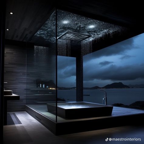 Dark Luxury House, Dark Modern House, Dark Modern, Dark House, Dark Home, Dream House Rooms, Dark Interiors, Bathroom Design Luxury, Home Building Design