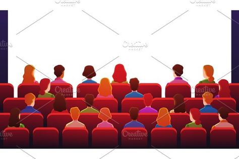 Theater Drawing, Theatre Drawing, Movie Hall, Red Chairs, Back Drawing, Illustration Art Design, White Screen, Illustrations Art, Christmas Cocktails Recipes