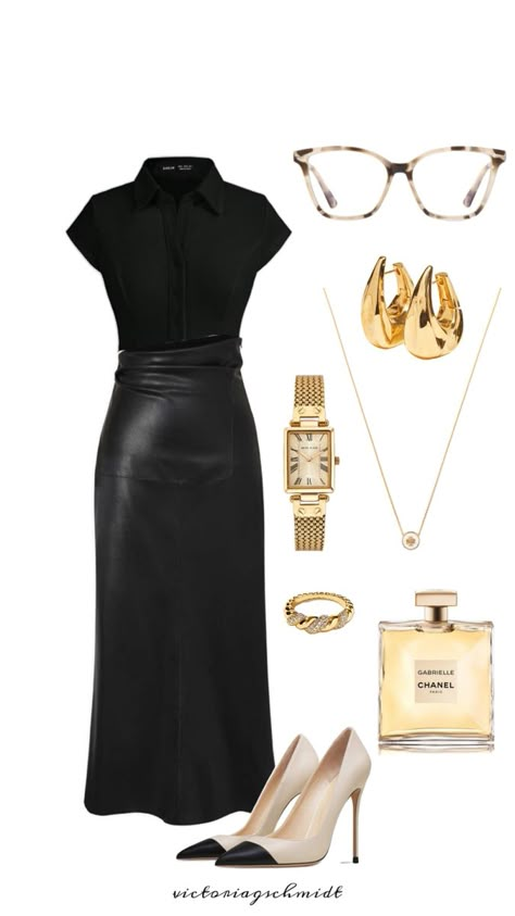 #officesiren #toryburch #leatherskirt #chanel Meeting Outfit, Outfit Classy, Look Formal, Elegante Casual, Classy Work Outfits, Stylish Work Outfits, Church Outfits, Mode Inspo, Looks Chic