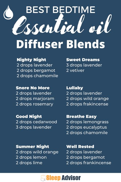 Looking for some essential oil diffuser blends to help you sleep? Check out our interview with a certified aromatherapist for the top oils, blends, and ideas on how to use them. We are Sleep Advisor, the sleep experts! The best tips on how to have a well rested night, healthy sleep tips, sleep health hacks, product info Restful Sleep Diffuser Blends, Bedtime Diffuser Blends, Deep Sleep Essential Oils, Calming Essential Oil Blend, Calming Essential Oil Blends, Sleeping Essential Oil Blends, Essential Oil Safety, Calming Essential Oils, Essential Oils Guide