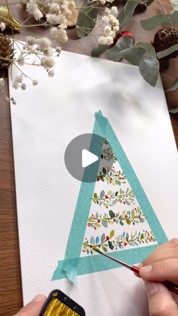 Diy Painted Christmas Tree, Christmas Cards Handmade Watercolor Simple, Christmas Cards Painting Ideas, Easy Holiday Watercolor Cards, Christmas Stockings Watercolor, Christmas Art Class Projects, Christmas Card Art Ideas Simple, Watercolour Painting Christmas Card, Hand Painted Watercolor Christmas Cards