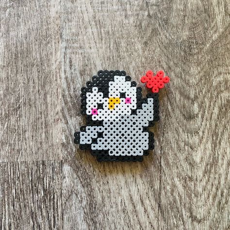 Penguin Magnet Heart Perler Beads Handmade Measures Approx 3 X 3” This Is A Unique Handmade Item I Am Available For Questions Anytime Bundle With Other Items To Save Thank You! Heart Perler Beads, Melty Bead Designs, Melt Beads Patterns, Christmas Perler Beads, Hamma Beads Ideas, Easy Perler Bead Patterns, Pixel Beads, Melty Bead Patterns, Pearl Beads Pattern