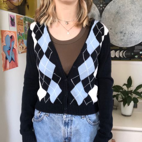 Ärmelloser Pullover, Brandy Melville Outfits, Style Anglais, Sweater Streetwear, Argyle Cardigan, Crop Pullover, Fe Clothing, Pullover Mode, Plaid Cardigan