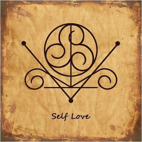 Symbol For Self Love, Spiritual Tattoo Designs, Love Sigil, Painting Denim, Symbole Tattoo, Small Wave Tattoo, Love Symbol Tattoos, Sigil Tattoo, Magick Symbols