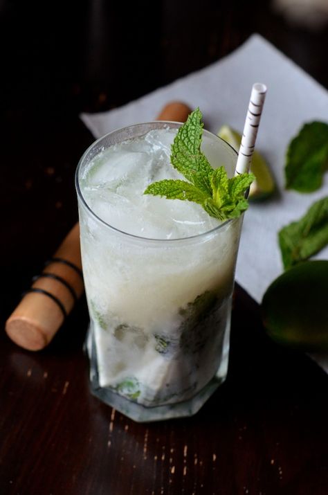 Coconut Milk Mojitos | Always Order Dessert Gin Mojito, Best Mojito Recipe, Rum Mixed Drinks, Coconut Eggnog, Coquito Recipe, Coconut Mojito, Mojito Recept, Raspberry Mojito, Malibu Coconut