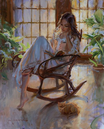 Her Reading Room Gerhartz Paintings, Dan Gerhartz, Daniel F Gerhartz, Daniel Gerhartz, Elf Art, Female Art Painting, Impressionism Painting, Portrait Sketches, Sketch Painting