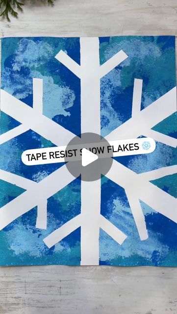 Snow Flakes Arts And Crafts, Tape Resist Snowflake Painting, Tape Resist Snowflake, Snowflake Painting For Kids, Tape Painting Kids, Snow Flake Crafts For Kids, Tape Art For Kids, Tape Resist Art For Kids, Snowflakes Painting