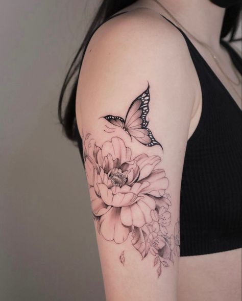 @inkedbylauren on Instagram Peony And Butterfly Tattoo, Wrist Hand Tattoo, Arm Sleeve Tattoos For Women, Flower Wrist Tattoos, Butterfly Tattoos For Women, Peonies Tattoo, Butterfly Tattoos, Arm Sleeve Tattoos, Flower Names