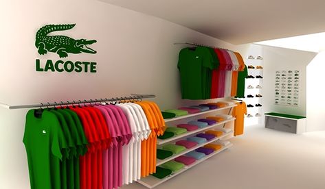 pop up store lacoste on Behance Lacoste Store, Visual Merchandising Fashion, Store Display Design, Shoe Store Design, Store Shelves Design, Retail Store Interior Design, Clothing Store Interior, Clothing Store Design, Retail Interior Design