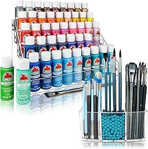 JKB Concepts Paint Organizer & Paint Brush Holder Set. 6 Support Bead Options. Thick, Durable, Crystal-Clear Acrylic with Diamond-Polish Finish. Paint Stand is a Perfect Paint Storage Organizer. CB Acrylic Paint Organizer, Paint Organizer, Acrylic Paint Storage, Paint Brush Holder, Paint Rack, Paint Organization, Paint Brush Holders, Contact Card, Paint Storage