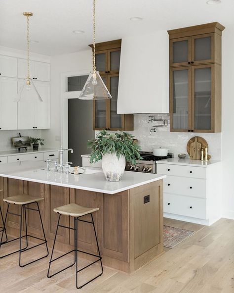 Oakstone Homes on Instagram: “The great debate: What’s for dinner? #OakstoneHomes” Oak Floor Kitchen, Oakstone Homes, White Oak Kitchen, Wood Island, Oak Kitchen, Affordable Home Decor, Updated Kitchen, Wood Kitchen, White Cabinets