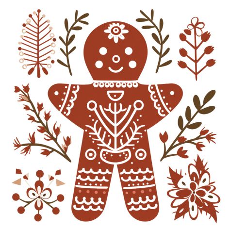 Folk Christmas Art, Christmas Motifs Illustration, Scandinavian Gingerbread, Scandinavian Christmas Illustration, Christmas Ornaments Illustration, Scandinavian Folk Art Christmas, Folklore Christmas, Scandinavian Santa, Ornaments Illustration