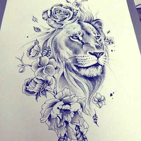 Lioness Tattoo, Kunst Tattoos, Leo Tattoos, Geniale Tattoos, Lion Tattoo, Trendy Tattoos, Love Tattoos, Thigh Tattoo, Shoulder Tattoo